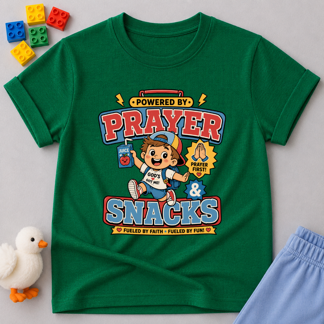 Powered By Prayer & Snacks V2 Toddler T-shirt