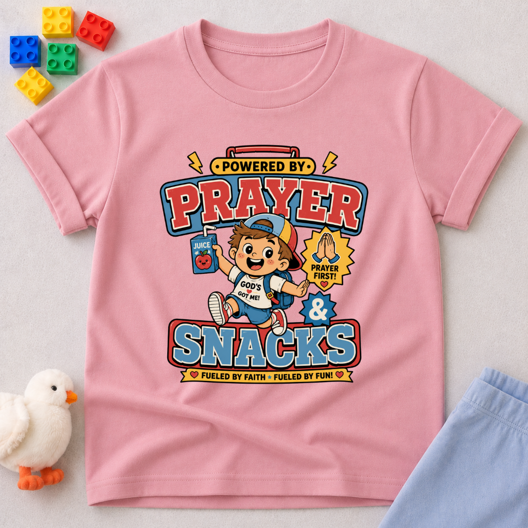 Powered By Prayer & Snacks V2 Toddler T-shirt