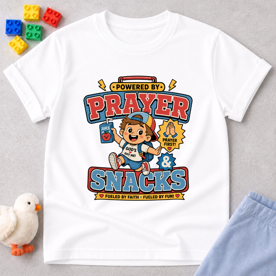 Powered By Prayer & Snacks V2 Toddler T-shirt