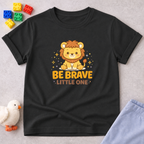 Be Brave Little One Shirt Christian kids shirt in Black featuring a cute lion cub and courage-themed faith design