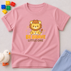 Be Brave Little One Shirt Christian kids shirt in Pink featuring a cute lion cub and courage-themed faith design