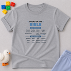 Books of the Bible Shirt Christian kids shirt in Gray featuring an educational books of the Bible chart