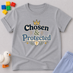 Chosen and Protected Child Shirt Christian kids shirt in gray featuring a faith-based affirmation design
