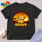 Courageous Lion Cub Faith Christian kids shirt in Black featuring a lion cub and brave faith-inspired design