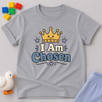 Crowned and Chosen Kids Shirt Christian kids shirt in gray featuring a royal crown and faith-inspired chosen message
