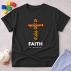 Faith Cross Shirt Christian kids shirt in Black featuring a decorative cross and faith message