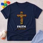 Faith Cross Shirt Christian kids shirt in Navy featuring a decorative cross and faith message