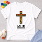 Faith Cross Shirt Christian kids shirt in White featuring a decorative cross and faith message