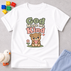 Gentle Bear Kindness Shirt Christian kids shirt in white featuring a teddy bear and kindness-inspired design
