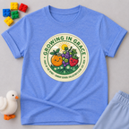 Growing In Grace And Faith Christian kids shirt in Blue inspired by spiritual growth and biblical values