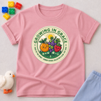 Growing In Grace And Faith Christian kids shirt in Pink inspired by spiritual growth and biblical values