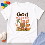 Kind Hearts Animal Friends Shirt Christian kids shirt in white featuring cute animal friends and a kindness message

