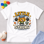 Little but Strong Lion Shirt Christian kids shirt in white featuring a lion and strength-inspired faith design
