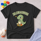 Prayasaurus Prayer Dino Shirt Christian kids shirt in black featuring a dinosaur and prayer-inspired design
