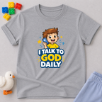 Prayer Is Part Of My Day Christian kids shirt in Gray encouraging daily prayer and faith