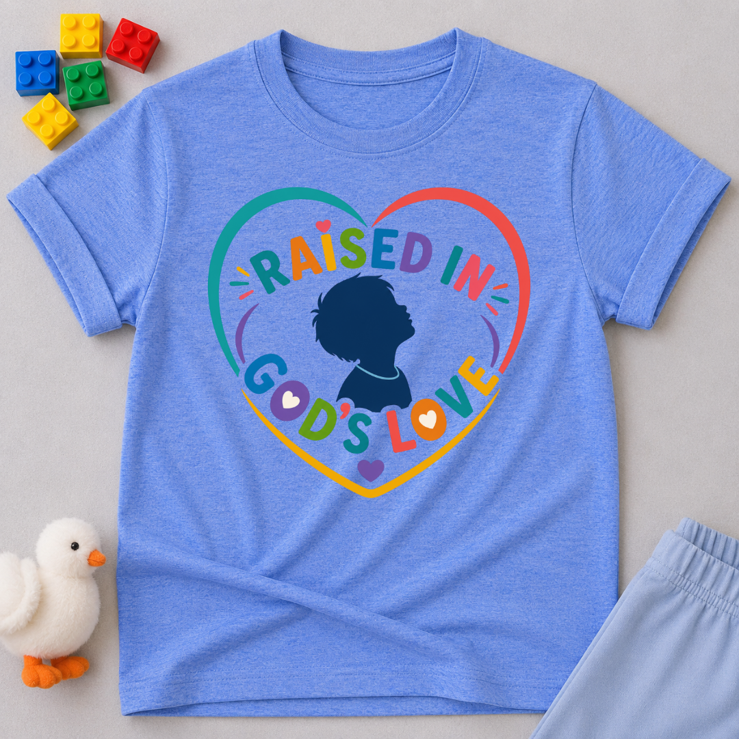 Raised in Gods Love Heart Shirt
