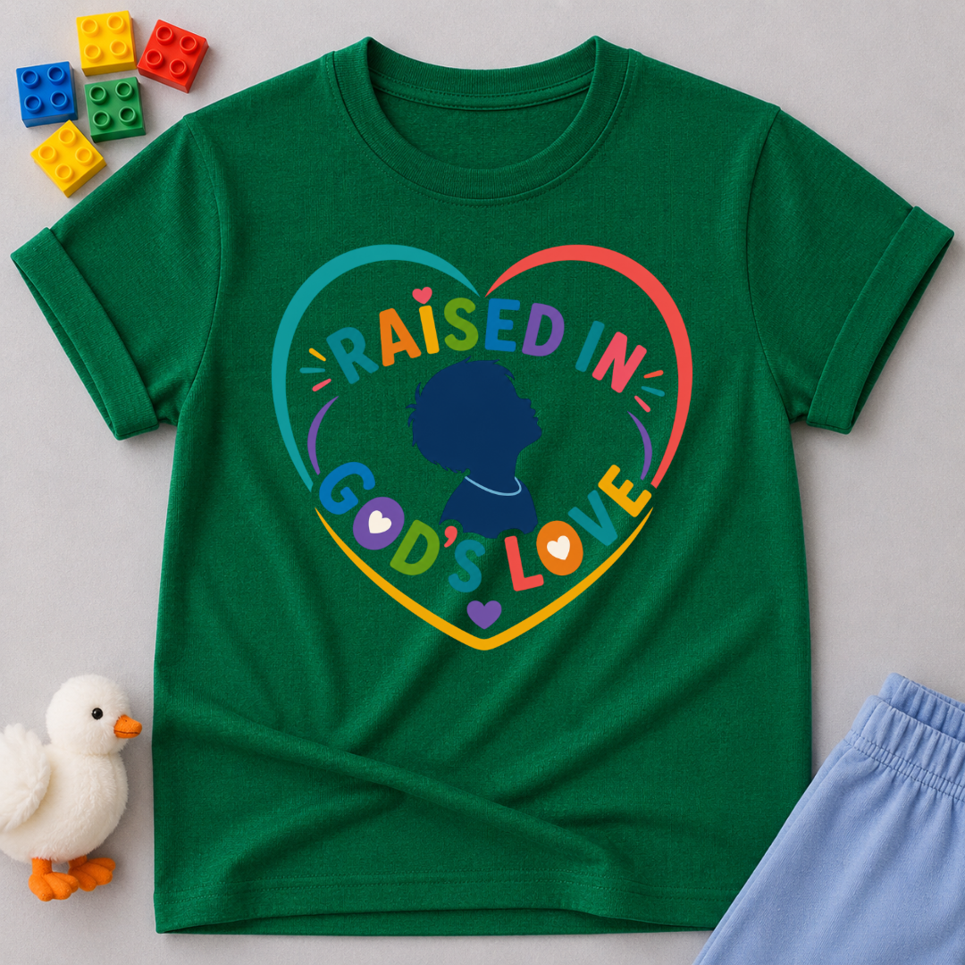 Raised in Gods Love Heart Shirt
