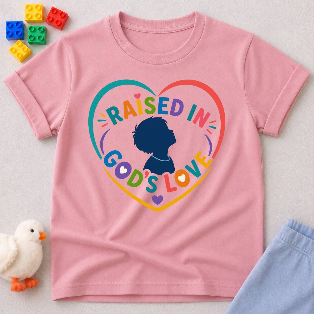 Raised in Gods Love Heart Shirt