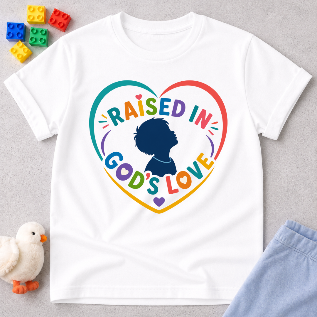 Raised in Gods Love Heart Shirt