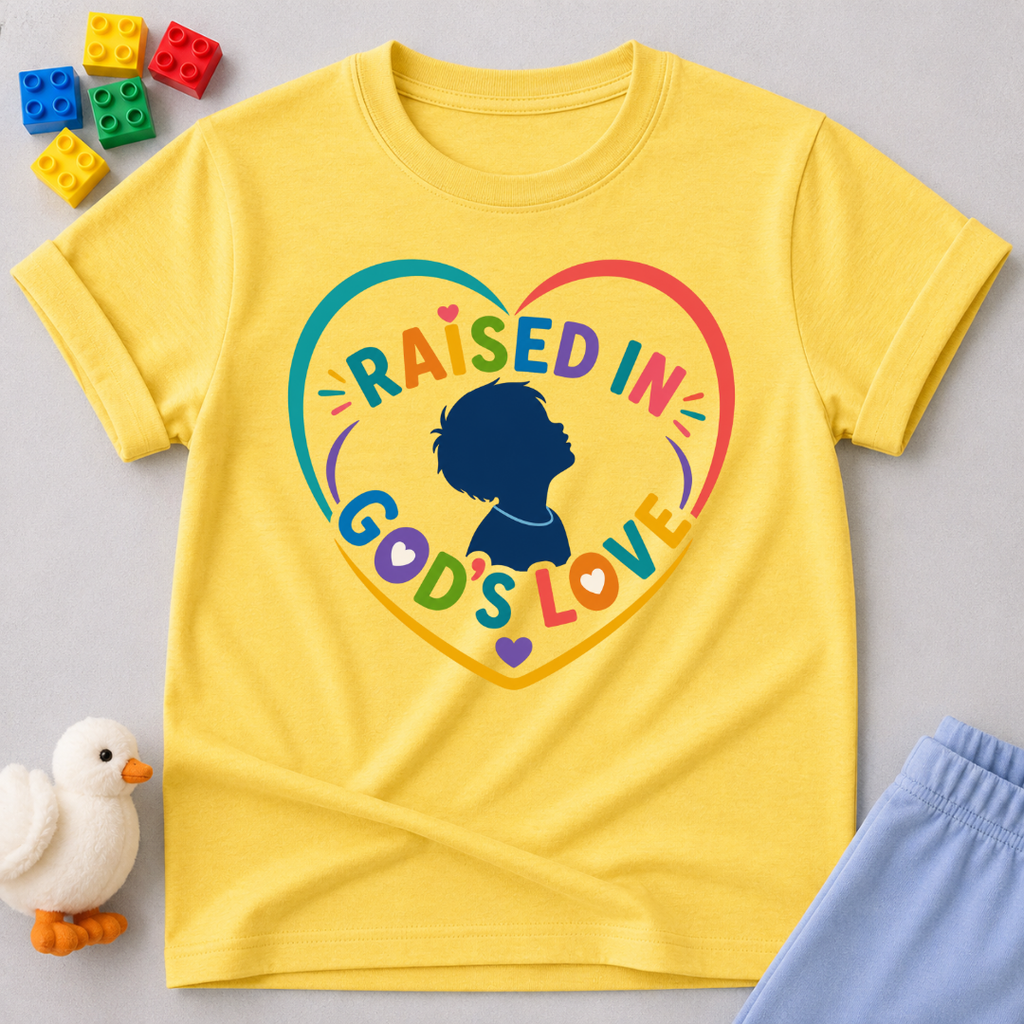 Raised in Gods Love Heart Shirt