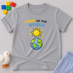 Shining Bright For Jesus Christian kids shirt in Gray featuring earth and sunshine illustration