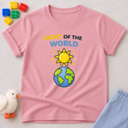 Shining Bright For Jesus Christian kids shirt in Pink featuring earth and sunshine illustration