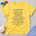 The Lords Prayer Christian kids shirt in Yellow featuring the Lord's Prayer text design