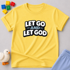 Trust God Every Step Christian kids shirt in Yellow featuring faith inspired typography